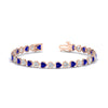 Load image into Gallery viewer, heart-shaped-diamond-bezel-tennis-bracelet-7-75-carat-with-sapphire-in-rose-gold-fdbrc10581htgsablangle2-7-75-ct-nl-rg