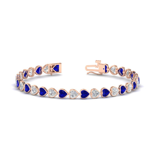 heart-shaped-diamond-bezel-tennis-bracelet-7-75-carat-with-sapphire-in-rose-gold-fdbrc10581htgsablangle2-7-75-ct-nl-rg
