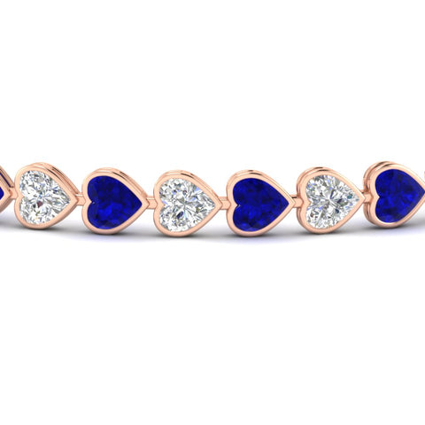 heart-shaped-diamond-bezel-tennis-bracelet-7-75-carat-with-sapphire-in-rose-gold-fdbrc10581htgsablangle2-7-75-ct-nl-rg