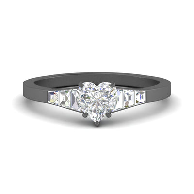 Heart Shaped Trapezoid Lab Created Diamond Ring