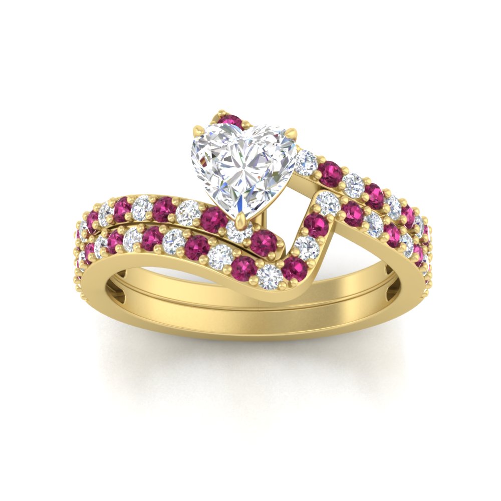 heart-shaped-diamond-wedding-ring-set-with-pink-sapphire-in-FDENS3007HTGSADRPI-NL-YG