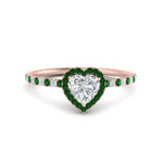 Load image into Gallery viewer, heart-shaped-emerald-halo-petite-engagement-ring-in-rose-gold-FD8523HTRGEMGRANGLE3-NL-RG
