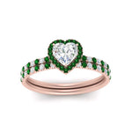 Load image into Gallery viewer, heart-shaped-emerald-halo-wedding-ring-set-in-rose-gold-FD8523HTGEMGR-NL-RG
