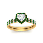 Load image into Gallery viewer, heart-shaped-emerald-halo-wedding-ring-set-in-yellow-gold-FD8523HTGEMGR-NL-YG
