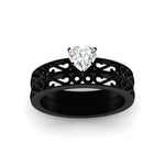 Load image into Gallery viewer, heart-shaped-filigree-single-stone-diamond-wedding-ring-set-in-black-gold-FDENS3289HTANGLE5-NL-BG.jpg?v=1763371062