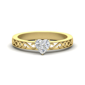 Heart Shaped Filigree Single Stone Ring