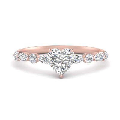 Heart Shaped Floating Marquise Accent Diamond Ring