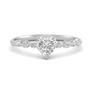 Heart Shaped Floating Marquise Accent Engagement Ring