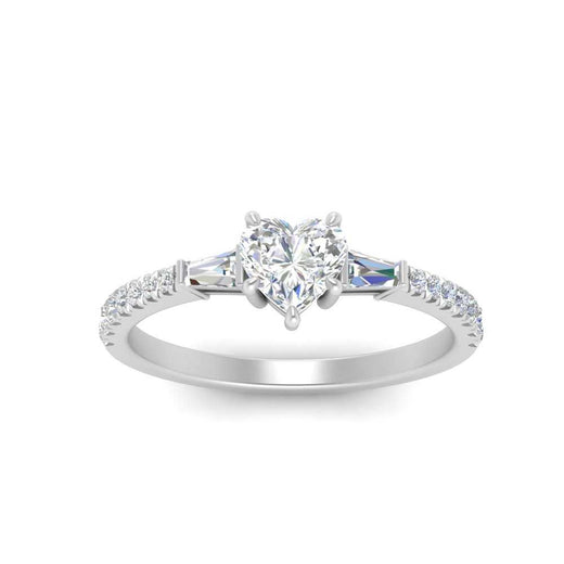 Delicate Antique Pave Heart Engagement Ring