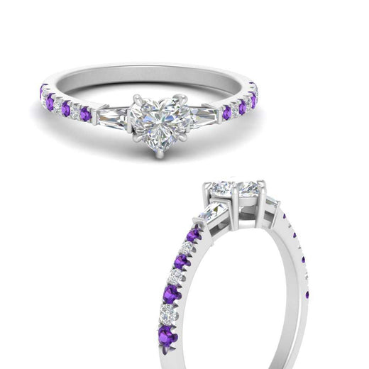 Delicate Antique Pave Heart Engagement Ring
