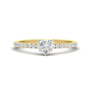 Heart Shaped French Pave Diamond Engagement Ring