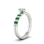 Load image into Gallery viewer, heart-shaped-french-pave-emerald-wedding-ring-set-in-white-gold-FD11408HTGEMGRANGLE2-NL-WG?v=1763104264