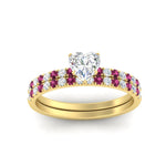 Load image into Gallery viewer, heart-shaped-french-pave-pink-sapphire-wedding-ring-set-in-yellow-gold-FD11408HTGSADRPIANGLE5-NL-YG?v=1763104263