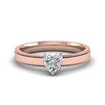 Load image into Gallery viewer, Single Stone Heart Shaped Milgrain Engagement Ring
