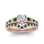 Load image into Gallery viewer, heart-shaped-graduated-channel-diamond-wedding-set-with-emerald-in-FD122866HTGEMGR-NL-RG

