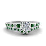 Load image into Gallery viewer, heart-shaped-graduated-channel-diamond-wedding-set-with-emerald-in-FD122866HTGEMGR-NL-WG
