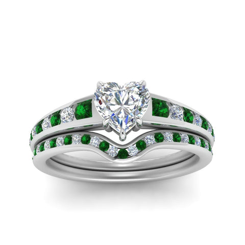 heart-shaped-graduated-channel-diamond-wedding-set-with-emerald-in-FD122866HTGEMGR-NL-WG