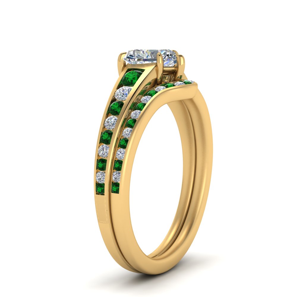 heart-shaped-graduated-channel-diamond-wedding-set-with-emerald-in-FD122866HTGEMGR-NL-YG