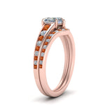 Load image into Gallery viewer, heart-shaped-graduated-channel-diamond-wedding-set-with-orange-sapphire-in-FD122866HTGSAOR-NL-RG
