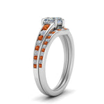 Load image into Gallery viewer, heart-shaped-graduated-channel-diamond-wedding-set-with-orange-sapphire-in-FD122866HTGSAOR-NL-WG
