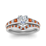 Load image into Gallery viewer, heart-shaped-graduated-channel-diamond-wedding-set-with-orange-sapphire-in-FD122866HTGSAOR-NL-WG
