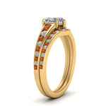 Load image into Gallery viewer, heart-shaped-graduated-channel-diamond-wedding-set-with-orange-sapphire-in-FD122866HTGSAOR-NL-YG
