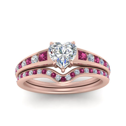 heart-shaped-graduated-channel-diamond-wedding-set-with-pink-sapphire-in-FD122866HTGSADRPI-NL-RG