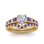Load image into Gallery viewer, heart-shaped-graduated-channel-diamond-wedding-set-with-purple-topaz-in-FD122866HTGVITO-NL-YG
