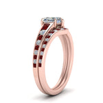 Load image into Gallery viewer, heart-shaped-graduated-channel-diamond-wedding-set-with-ruby-in-FD122866HTGRUDR-NL-RG

