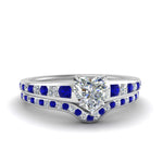 Load image into Gallery viewer, heart-shaped-graduated-channel-diamond-wedding-set-with-sapphire-in-FD122866HTGSABL-NL-WG
