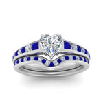 Load image into Gallery viewer, heart-shaped-graduated-channel-diamond-wedding-set-with-sapphire-in-FD122866HTGSABL-NL-WG
