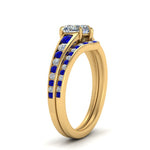Load image into Gallery viewer, heart-shaped-graduated-channel-diamond-wedding-set-with-sapphire-in-FD122866HTGSABL-NL-YG
