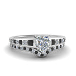 Load image into Gallery viewer, heart-shaped-graduated-channel-wedding-set-with-black-diamond-in-FD122866HTGBLACK-NL-WG
