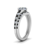 Load image into Gallery viewer, heart-shaped-graduated-channel-wedding-set-with-black-diamond-in-FD122866HTGBLACK-NL-WG
