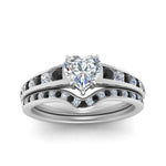 Load image into Gallery viewer, heart-shaped-graduated-channel-wedding-set-with-black-diamond-in-FD122866HTGBLACK-NL-WG
