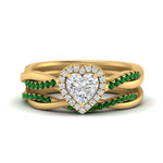 Load image into Gallery viewer, heart-shaped-halo-emerald-infinity-bridal-set-in-yellow-gold-FD9212HTGEMGR-NL-YG-B2.jpg