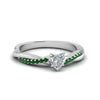 Load image into Gallery viewer, heart-shaped-infinity-twist-diamond-engagement-ring-with-emerald-in-14K-white-gold-FD8253HTRGEMGR-NL-WG