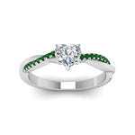Load image into Gallery viewer, heart-shaped-infinity-twist-diamond-engagement-ring-with-emerald-in-14K-white-gold-FD8253HTRGEMGR-NL-WG
