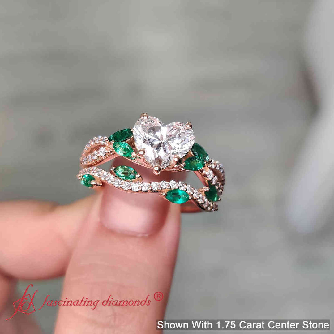 heart-shaped-lab-diamond-and-emerald-twisted-ring-with-band-in-rose-gold-fdenr3211ht2-3-00-ct-nl-rg