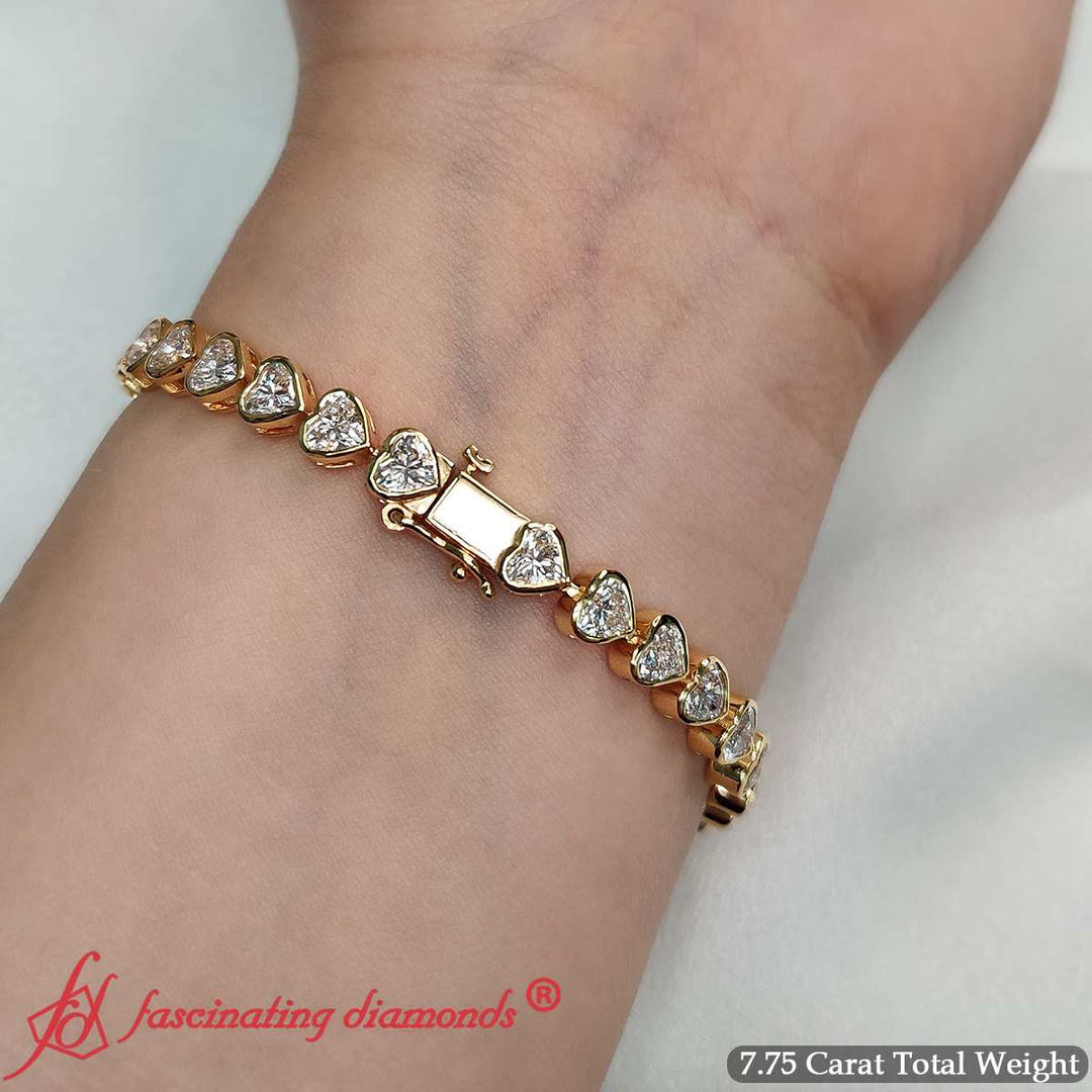 heart-shaped-lab-diamond-bezel-tennis-bracelet-7-75-carat-in-14k-yellow-gold-fdbrc10581ht-7-75-ct-fancy2-nl-yg