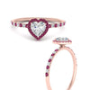 Load image into Gallery viewer, heart-shaped-pink-sapphire-halo-petite-engagement-ring-in-rose-gold-FD8523HTRGSADRPIANGLE3-NL-RG
