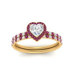 Load image into Gallery viewer, heart-shaped-pink-sapphire-halo-wedding-ring-set-in-yellow-gold-FD8523HTGSADRPI-NL-YG
