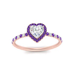Load image into Gallery viewer, heart-shaped-purple-topaz-halo-petite-engagement-ring-in-rose-gold-FD8523HTRGVITOANGLE3-NL-RG
