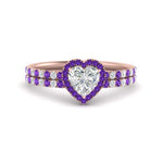 Load image into Gallery viewer, heart-shaped-purple-topaz-halo-wedding-ring-set-in-rose-gold-FD8523HTGVITO-NL-RG
