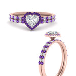 Load image into Gallery viewer, heart-shaped-purple-topaz-halo-wedding-ring-set-in-rose-gold-FD8523HTGVITO-NL-RG
