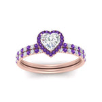 Load image into Gallery viewer, heart-shaped-purple-topaz-halo-wedding-ring-set-in-rose-gold-FD8523HTGVITO-NL-RG
