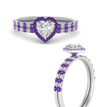 Load image into Gallery viewer, heart-shaped-purple-topaz-halo-wedding-ring-set-in-white-gold-FD8523HTGVITO-NL-WG
