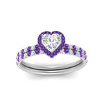 Load image into Gallery viewer, heart-shaped-purple-topaz-halo-wedding-ring-set-in-white-gold-FD8523HTGVITO-NL-WG
