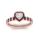 Load image into Gallery viewer, heart-shaped-ruby-halo-wedding-ring-set-in-rose-gold-FD8523HTGRUDR-NL-RG
