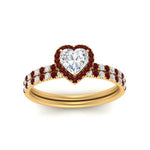 Load image into Gallery viewer, heart-shaped-ruby-halo-wedding-ring-set-in-yellow-gold-FD8523HTGRUDR-NL-YG
